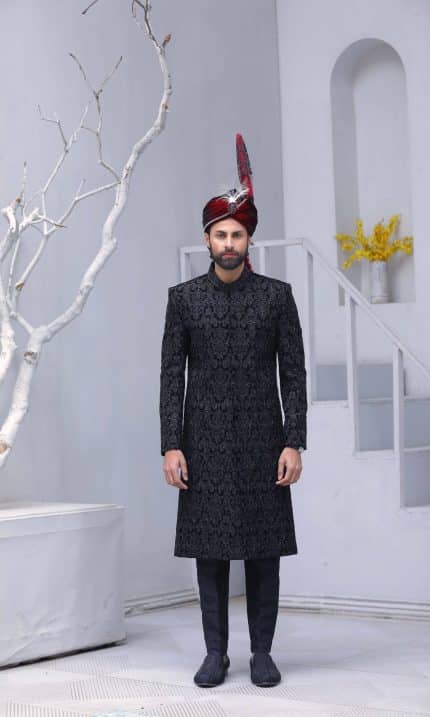 classic black embroidered sherwani 2026