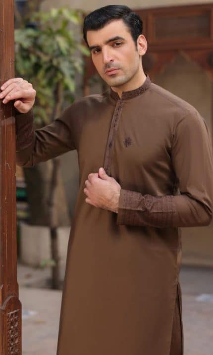 Dark brown premium kurta for men