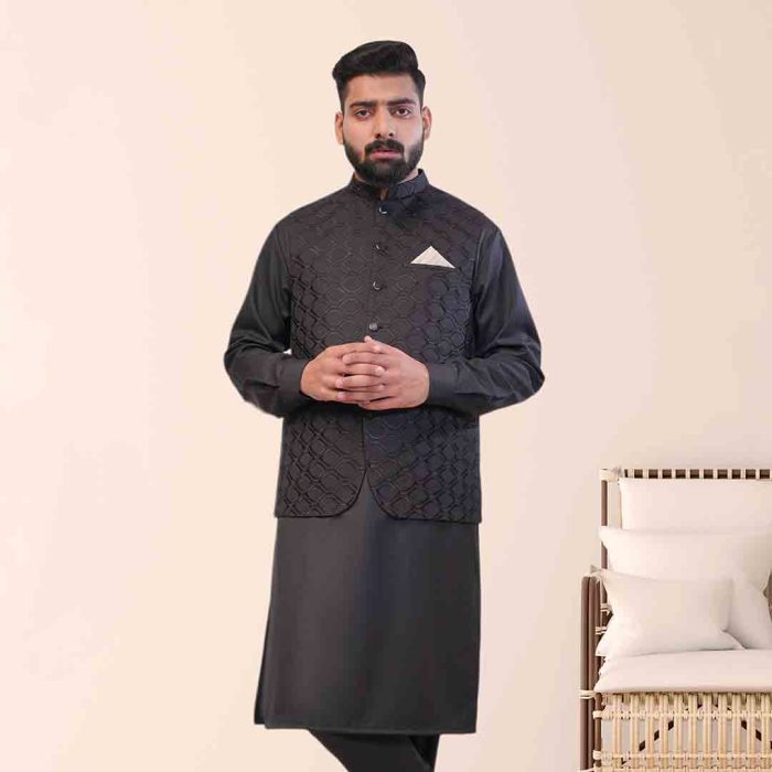 Black Tropical Multihead Waist Coat (W 5) - Image 3