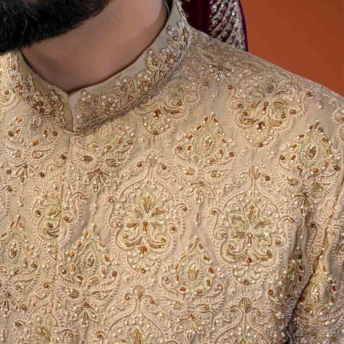 Golden Silk Sherwani (S 13) - Image 2