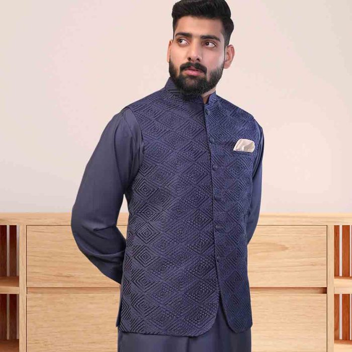 Blue Tropical Multihead Waist Coat (WC 3) - Image 5