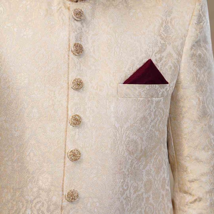 Dull Gold Embroidered Sherwani (S 12) - Image 6