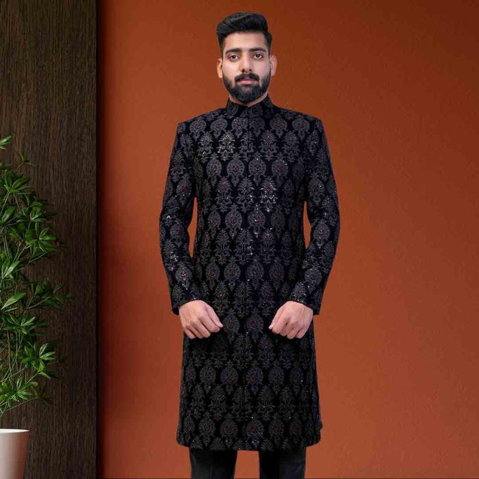 Black Velvet Sherwani (S 16) - Image 5