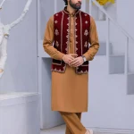 Maroon Embroidered Waistcoat
