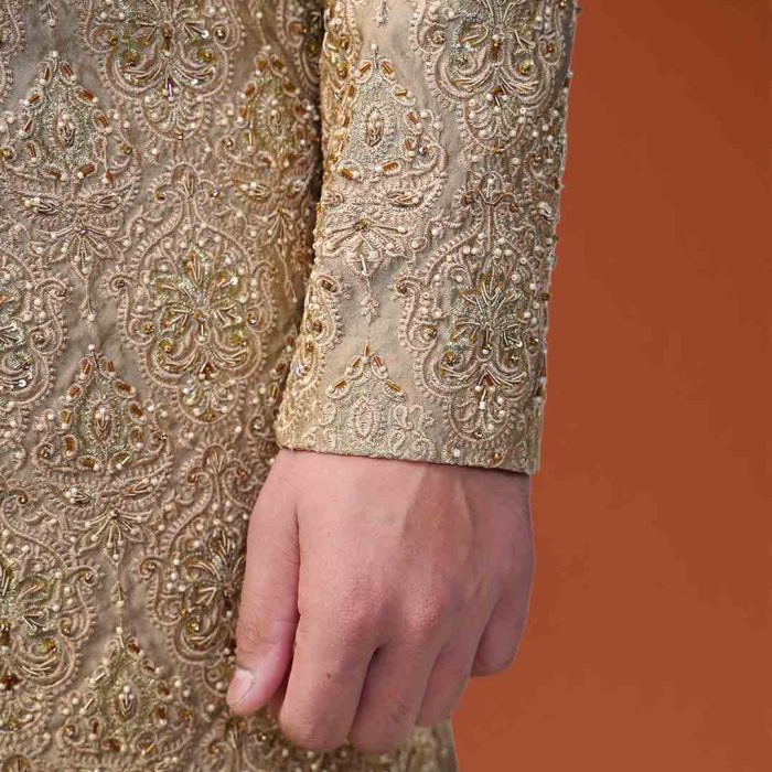Golden Silk Sherwani (S 13) - Image 5