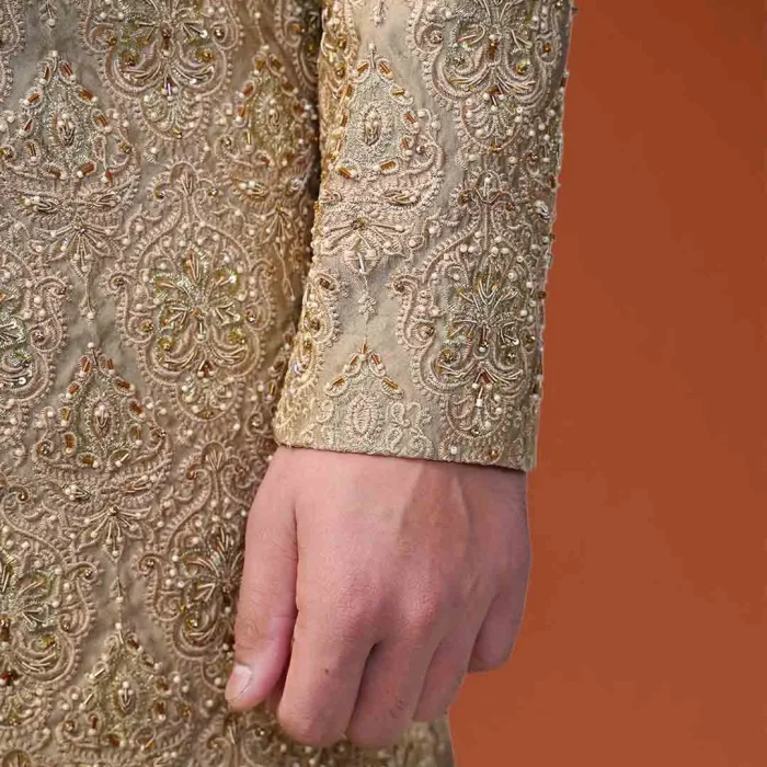 Golden Silk Sherwani (S 13)