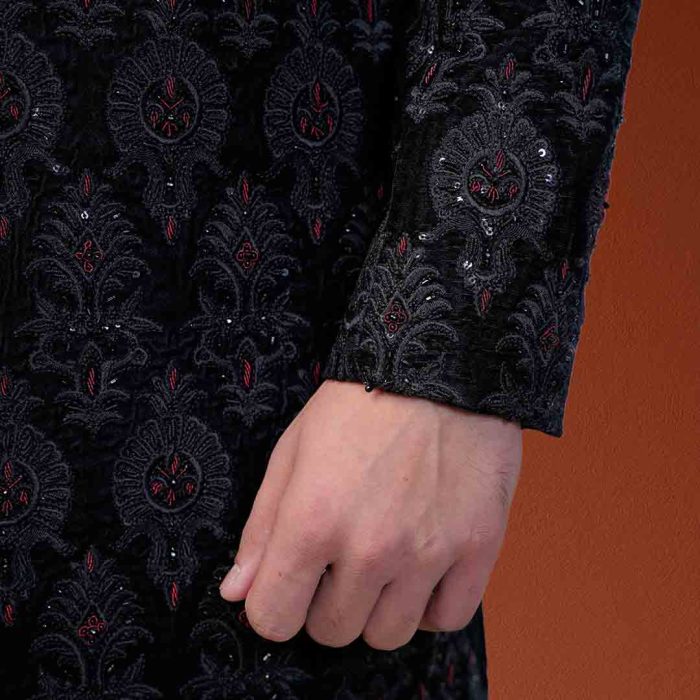 Black Velvet Sherwani (S 16) - Image 6