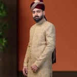 Golden Silk Sherwani (S 13)