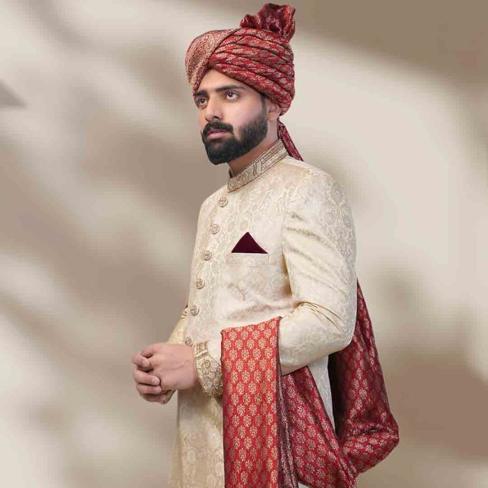 Dull Gold Embroidered Sherwani (S 12) - Image 3