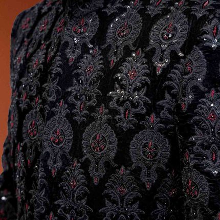 Black Velvet Sherwani (S 16)