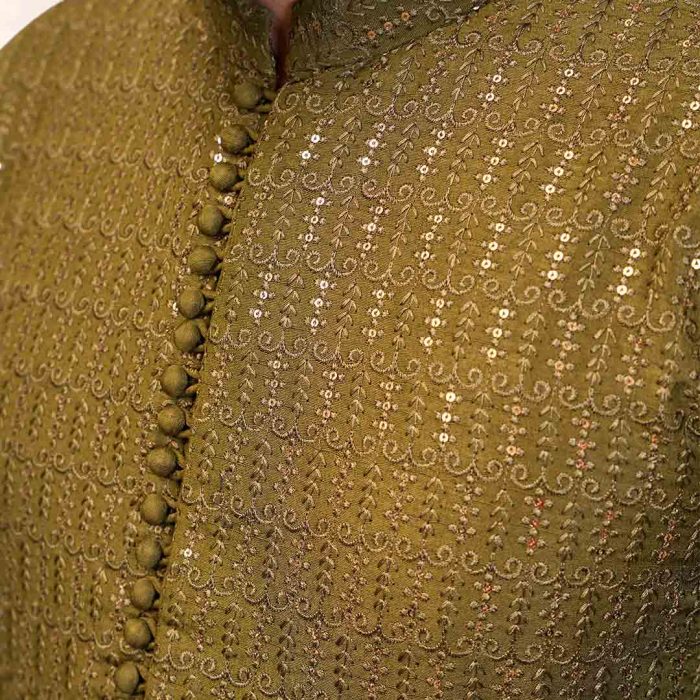 Mehndi Green Embroidered Silk Kurta Pajama (KP 2) - Image 3