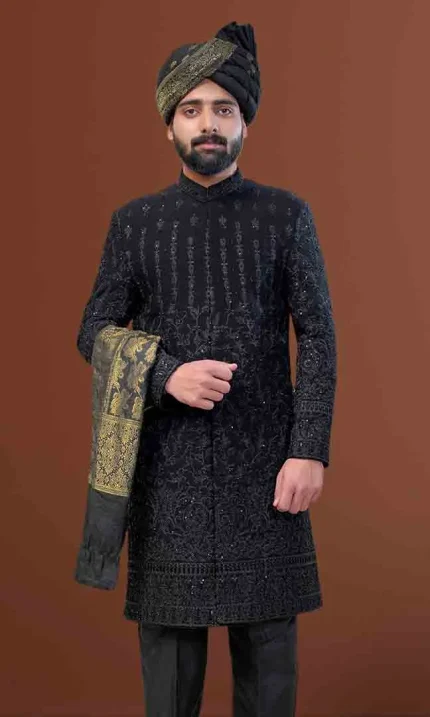 Black Tropical Sherwani (S 10)
