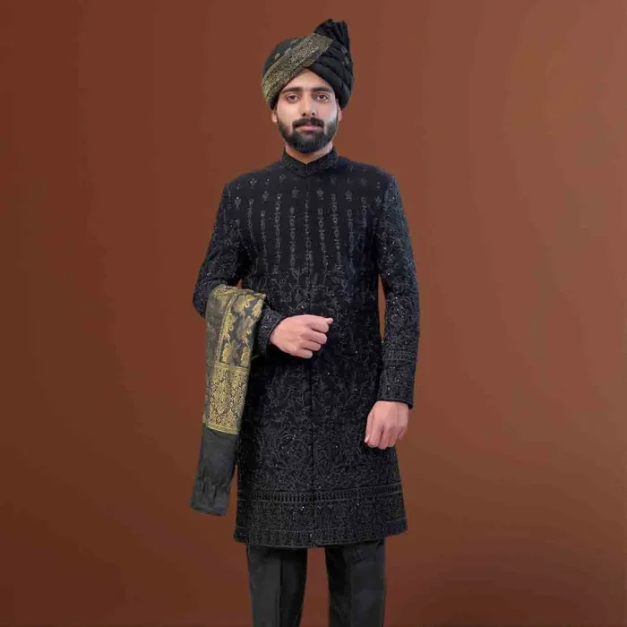 Black Tropical Sherwani (S 10)
