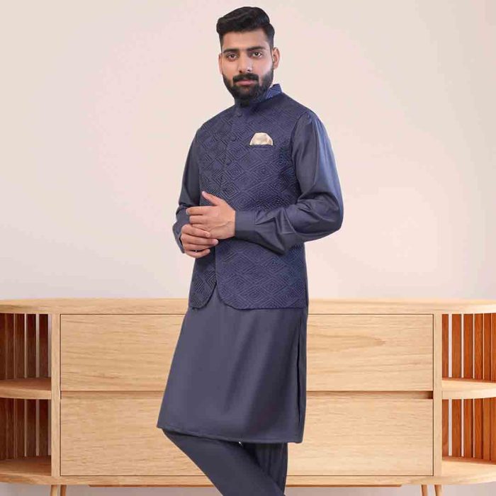 Blue Tropical Multihead Waist Coat (WC 3) - Image 4