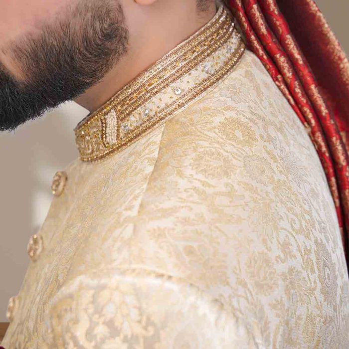 Dull Gold Embroidered Sherwani (S 12) - Image 4