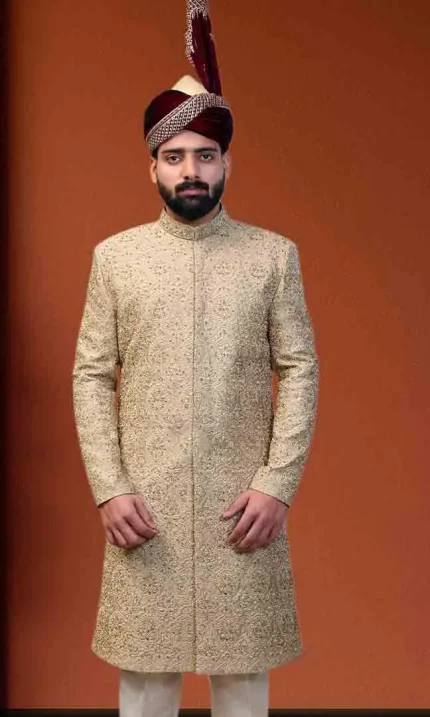 Golden Silk Sherwani (S 13)