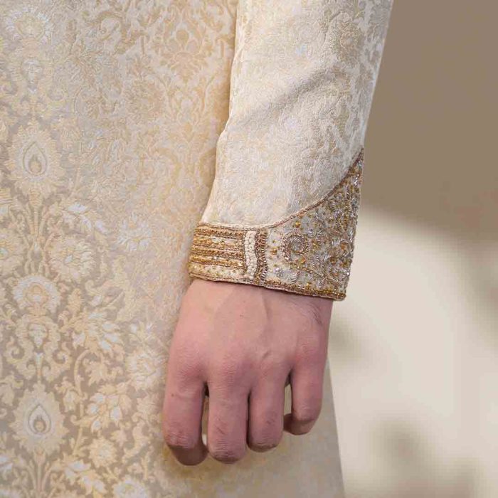 Dull Gold Embroidered Sherwani (S 12) - Image 5