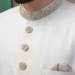 Off -White Handmade Embroidered Sherwani (S 1)