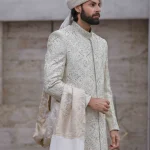 Luxury Pistachio Sherwani Handmade Embroidery (S 9)