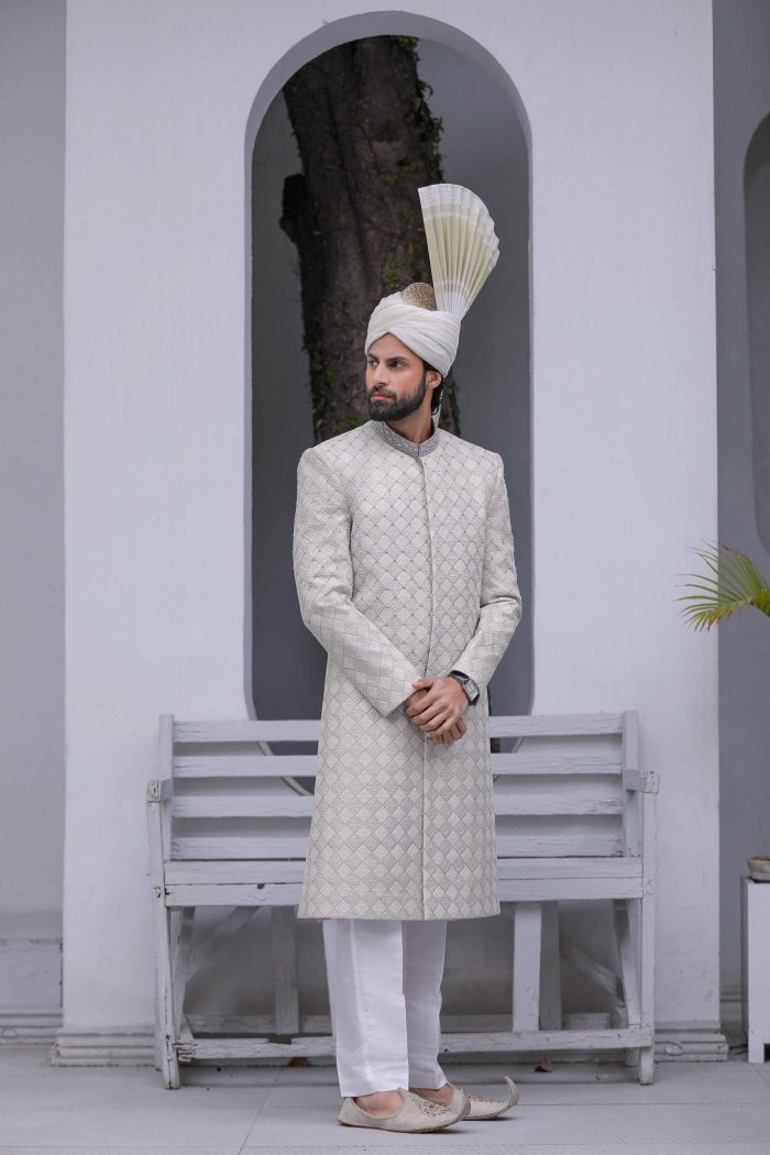 Light Grey Premium Sherwani (S 4) - Image 3
