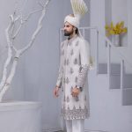 Korean Silk Grey Sherwani (S 7)