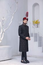 Classic Black Embroidered Sherwani (S 3)