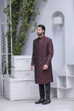 Black & Maroon Sherwani (S 8)