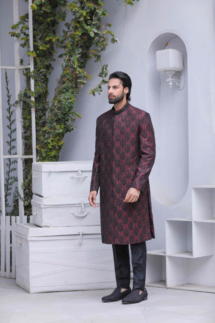 Black & Maroon Sherwani (S 8) - Image 2