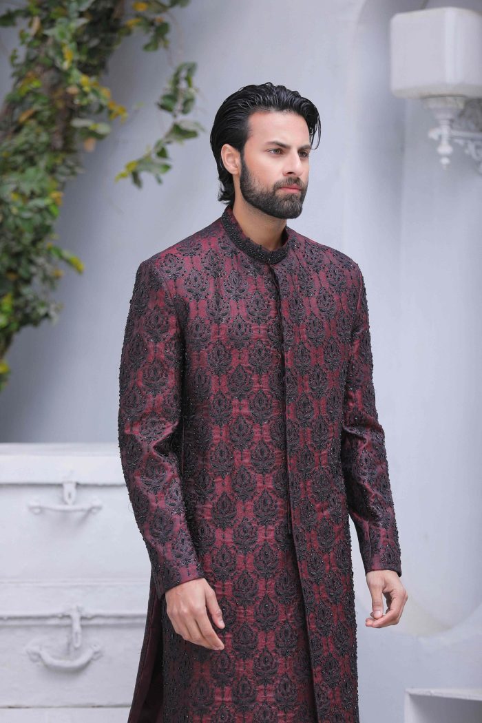 Black & Maroon Sherwani (S 8) - Image 5