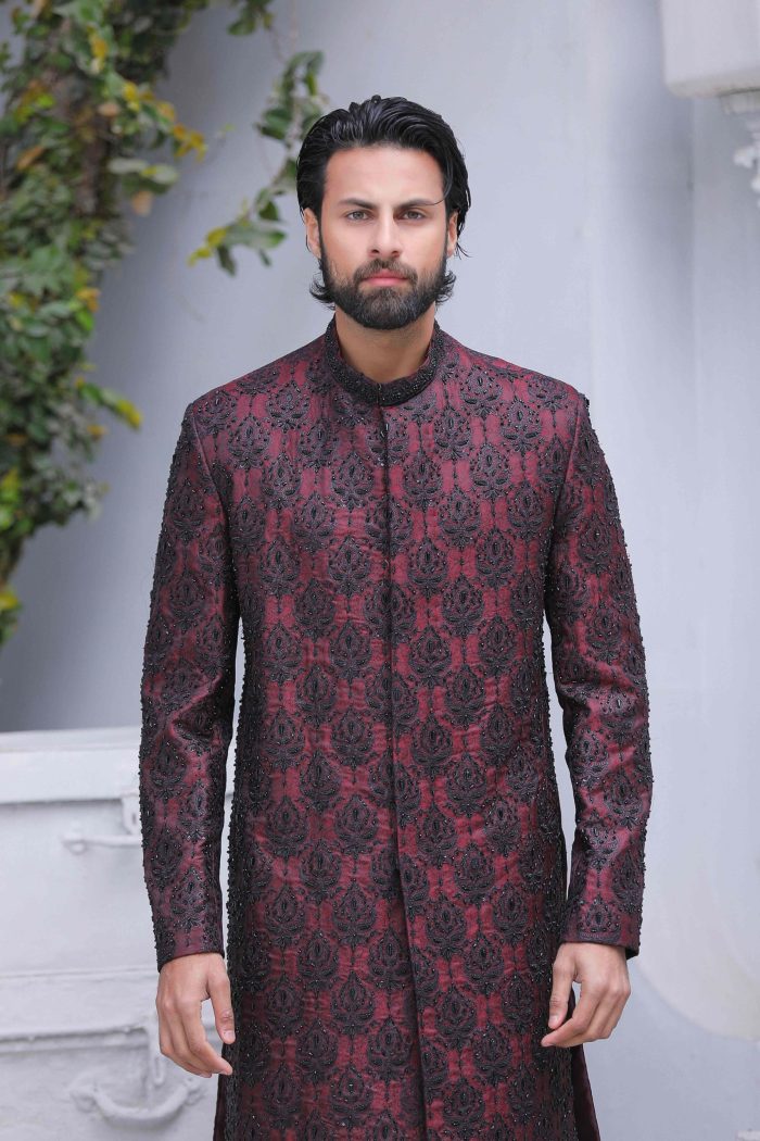 Black & Maroon Sherwani (S 8) - Image 6