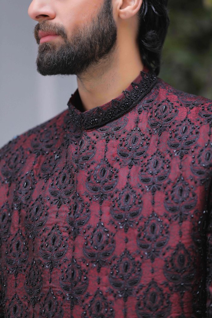 Black & Maroon Sherwani (S 8) - Image 7