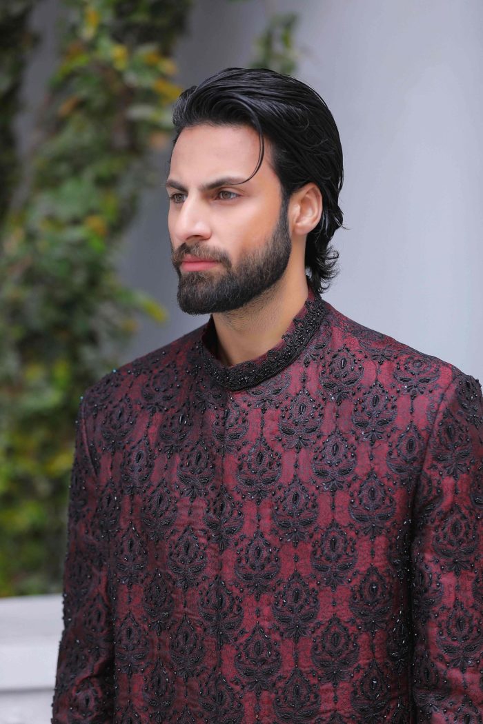 Black & Maroon Sherwani (S 8) - Image 9