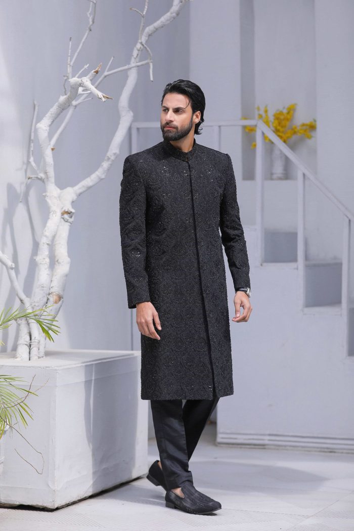 Black Sherwani & Royal Shawl (S 5) - Image 10