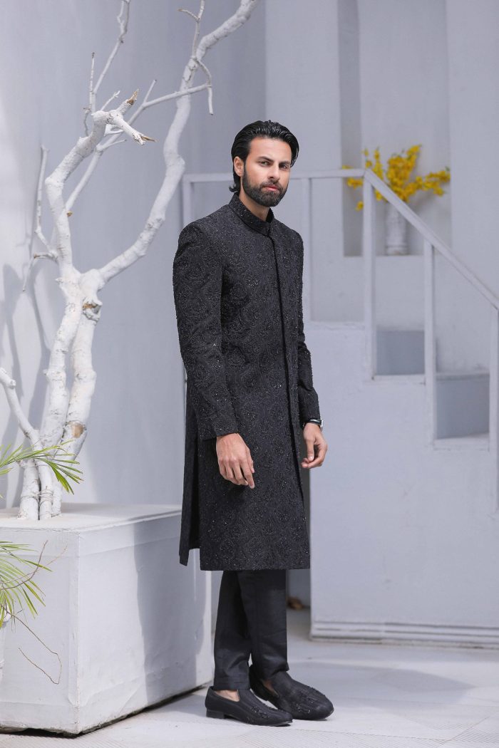 Black Sherwani & Royal Shawl (S 5) - Image 11