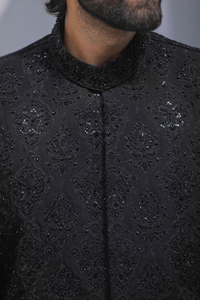 Black Sherwani & Royal Shawl (S 5) - Image 13