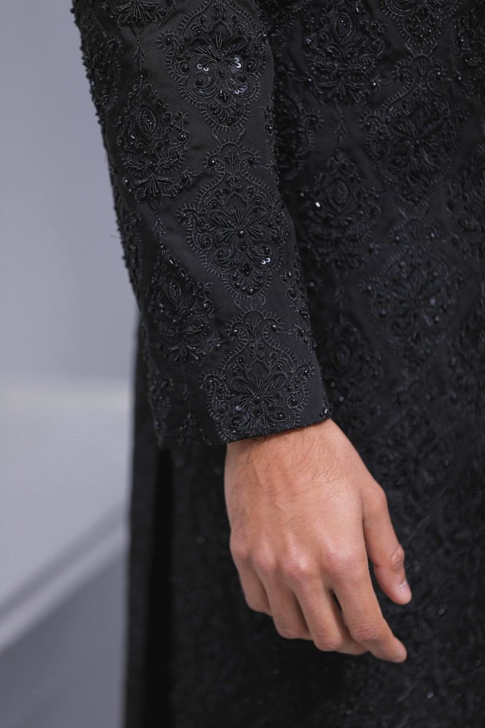 Black Sherwani & Royal Shawl (S 5) - Image 2