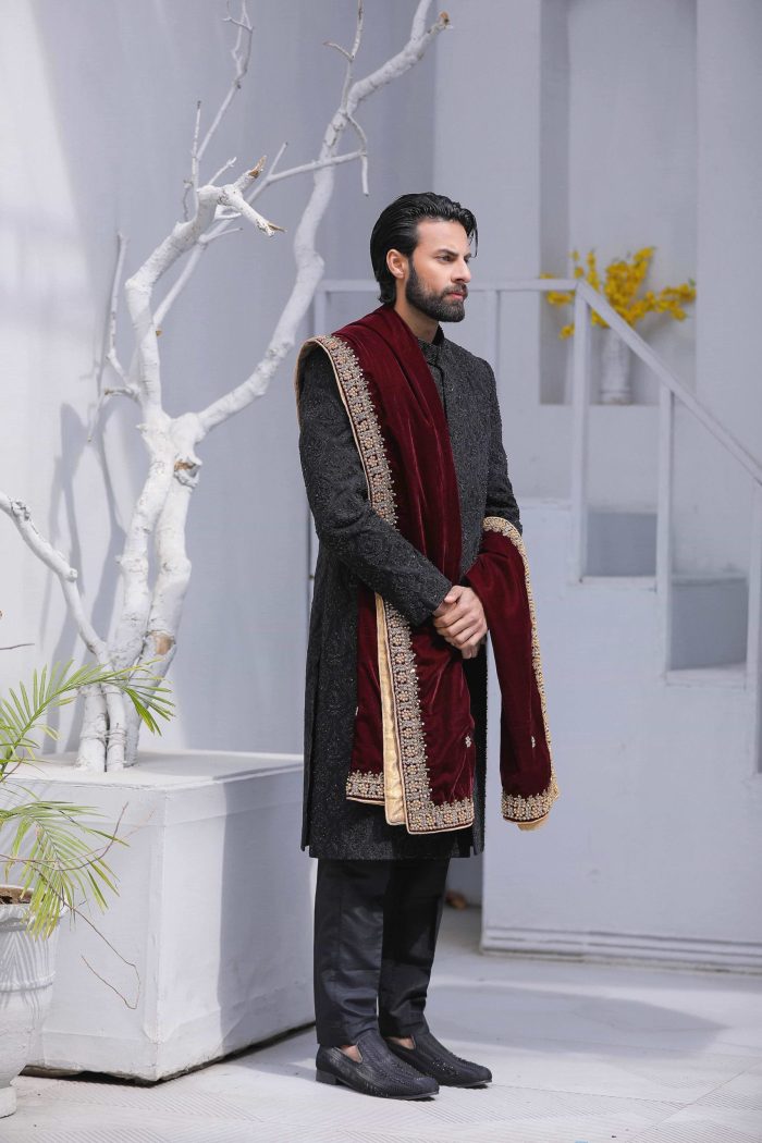 Black Sherwani & Royal Shawl (S 5) - Image 6