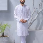 Off White Embroidered Chiffon Kurta Pajama (KP 1)
