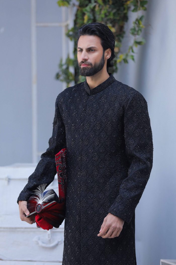 Classic Black Sherwani (S 6) - Image 2
