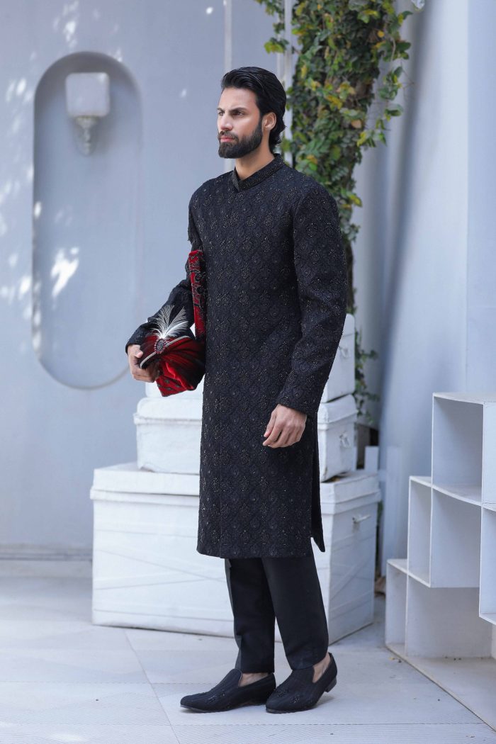Classic Black Sherwani (S 6) - Image 3