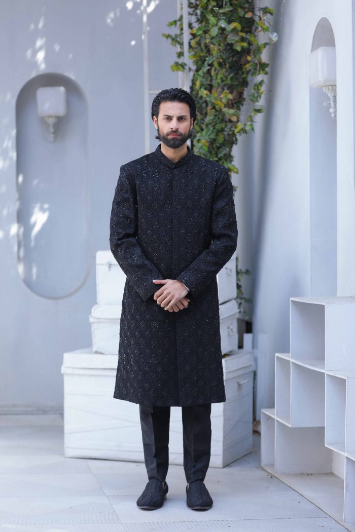 Classic Black Sherwani (S 6) - Image 4