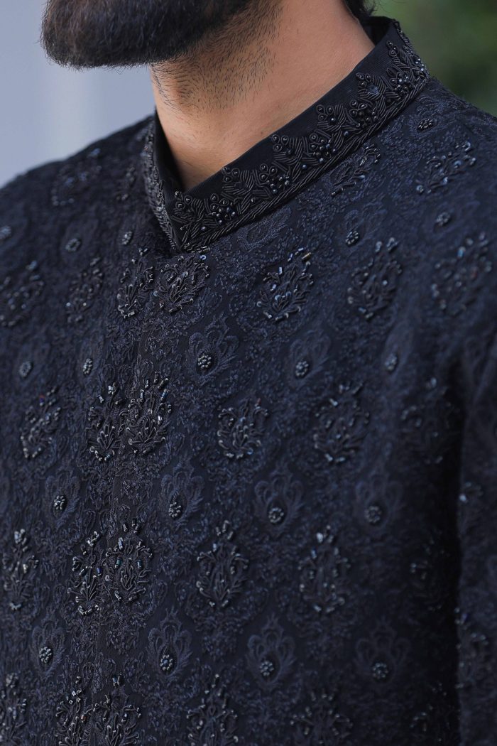 Classic Black Sherwani (S 6) - Image 8