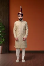 Golden Silk Sherwani (S 13)
