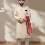 Dull Gold Embroidered Sherwani (S 12)