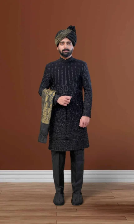 Black Tropical Sherwani (S 10)