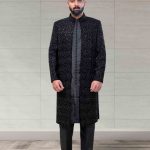 Velvet Black Embroidered Sherwani (S 15)