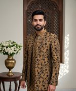 Brown Digital Thread Work Prince Coat (P 8 ) - Image 2