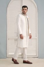 Off white raw silk prince coat for groom (P 9 ) - Image 2