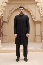 Modern Black Sherwani for Groom (S 22 ) - Image 6