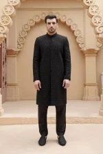 Modern Black Sherwani for Groom (S 22 )